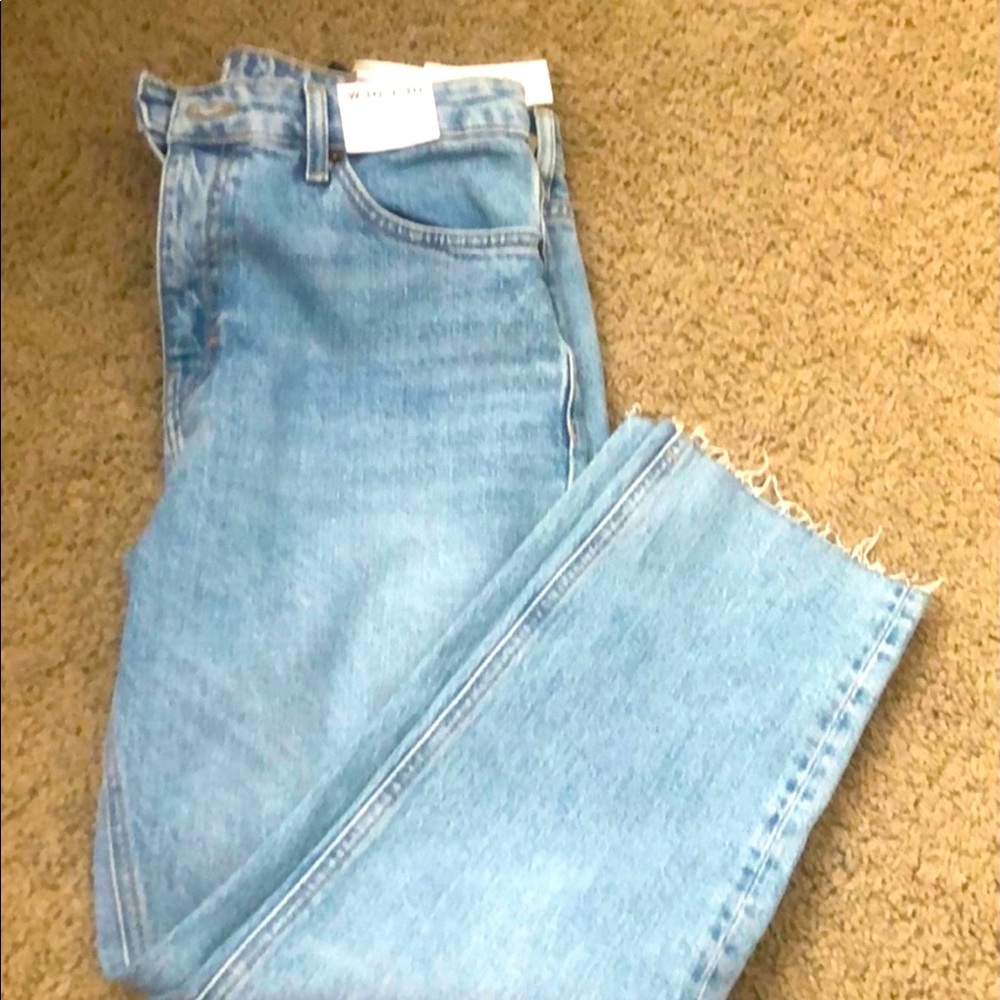 Top Shop high Waisted Straight Leg cropped jeans